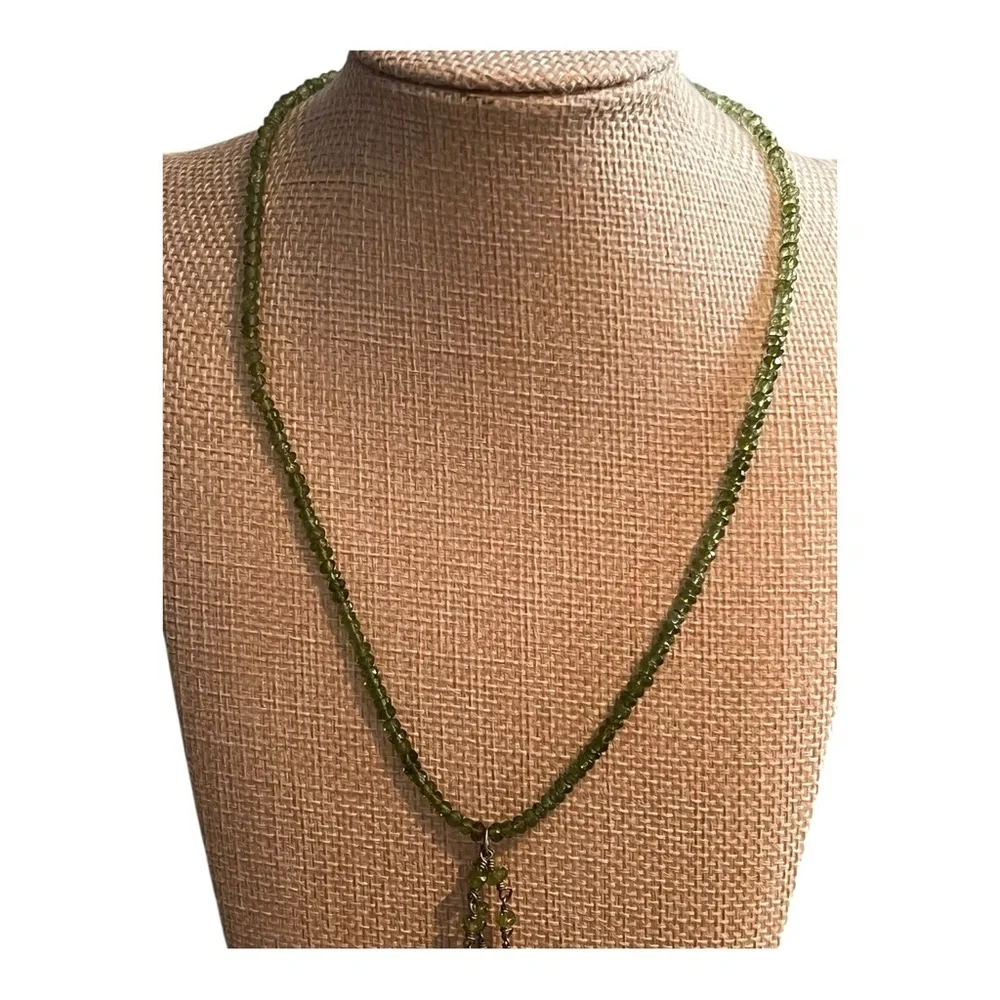 Elegant Green Beaded Necklace with Gold Pearl Accents - 16”